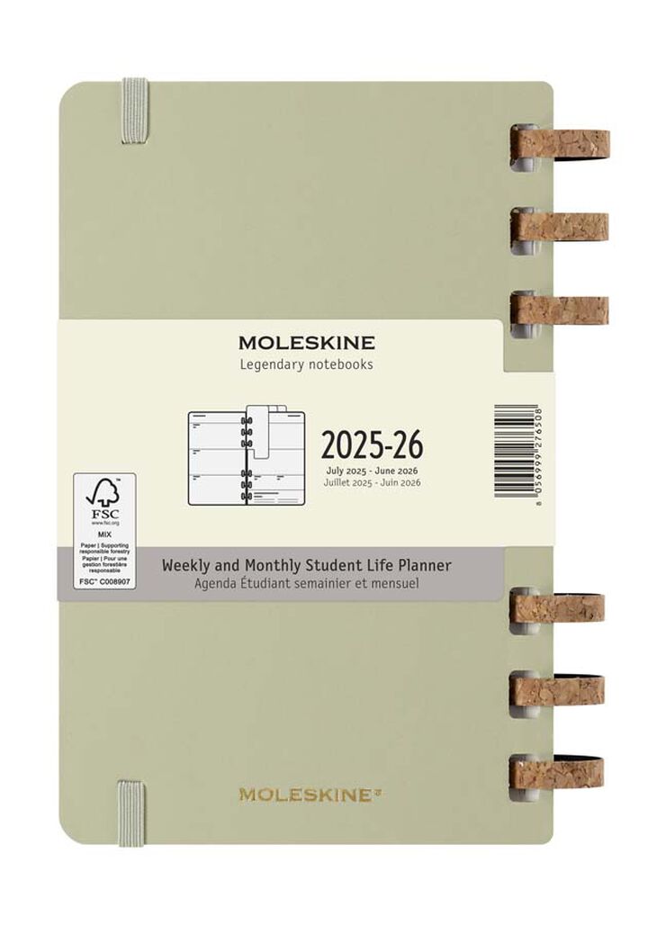 Agenda escolar espiral moleske tapa dura sem/vista L 2025-26 kiwi
