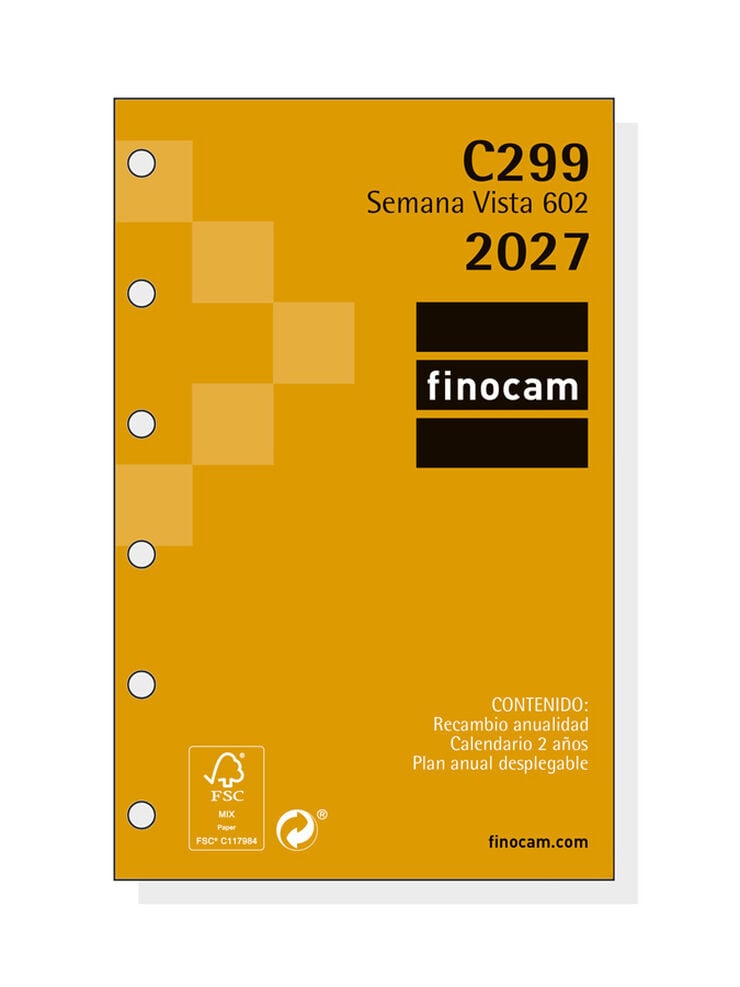 Recambio Finocam Classic 602 155x213 Semana Vista Castellano Negro 2027