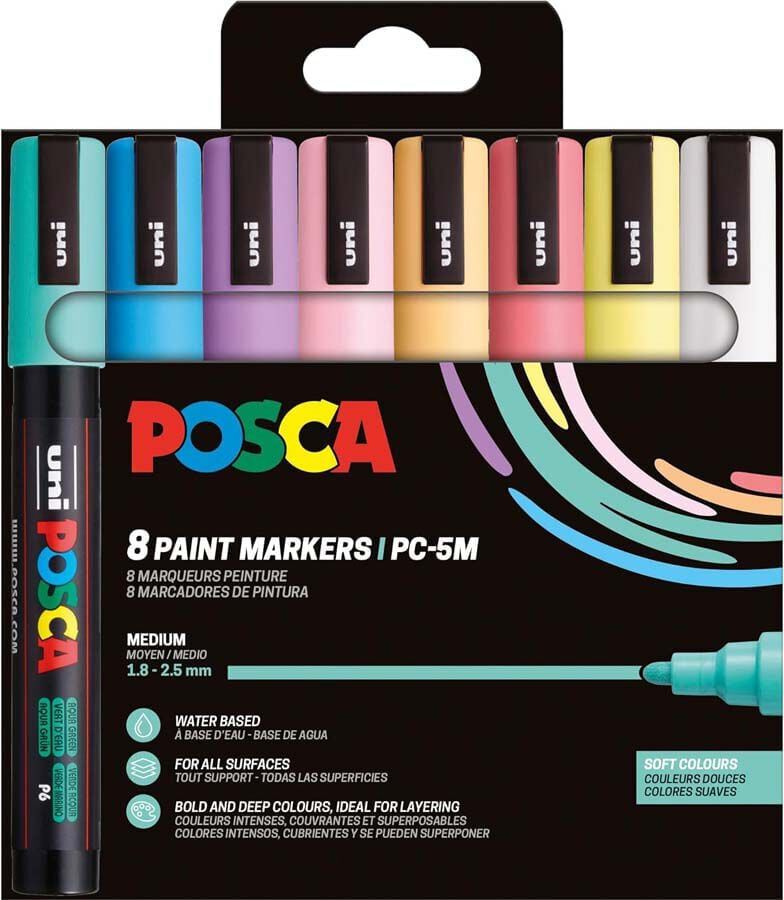 Retoladors Posca PC-5M 1,8-2,5mm Pastel 8 colors
