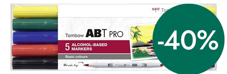 Rotulador Tombow Abt Pro Dual Brush básicos 5 colores