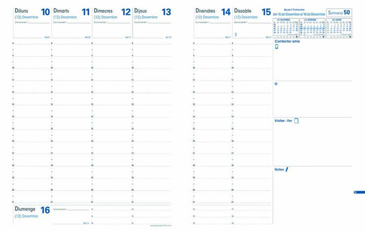 Agenda Quo Vadis President Club sem/vista catalán 2025 negro