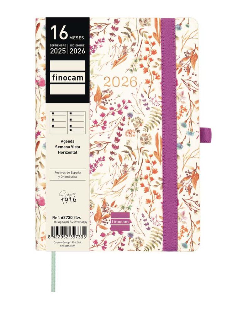 Agenda Finocam 16 meses Capri F4 sem/vista cas 2025-26 happy