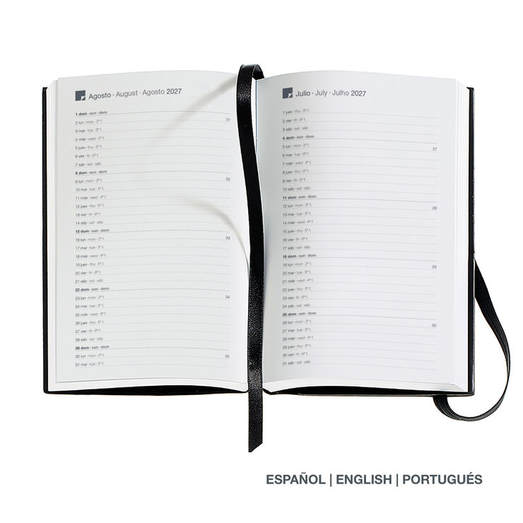 Agenda Miquelrius Passport Setmana Vista Multiling&uuml;e 2027 Luxor Negre
