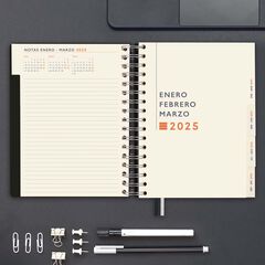 Agenda Finocam Tempus 1/4 día/pág cas 2025 negro