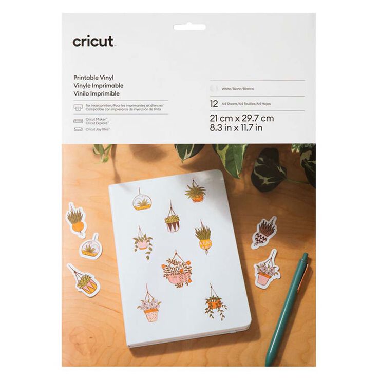 Cricut Vinilo imprimible A4 transparente 12 hojas