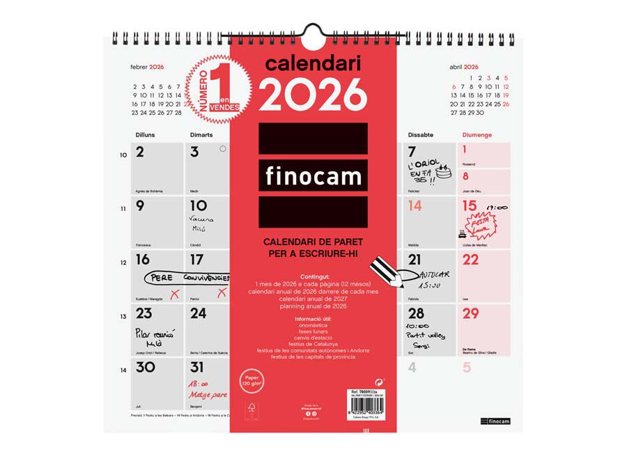 Calendari paret Finocam Escriure L 2026 catal&agrave;