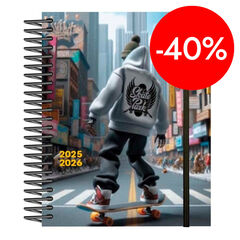 Agenda escolar Senfort 16 mesos setm/vista catal&agrave; 2025-26 Skateboard