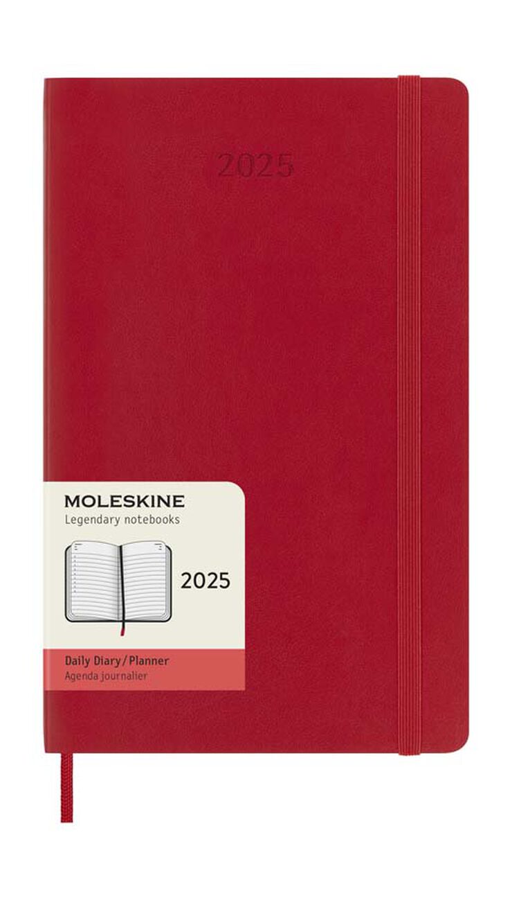 Agenda Moleskine 12m día/pág 2025 L rojo