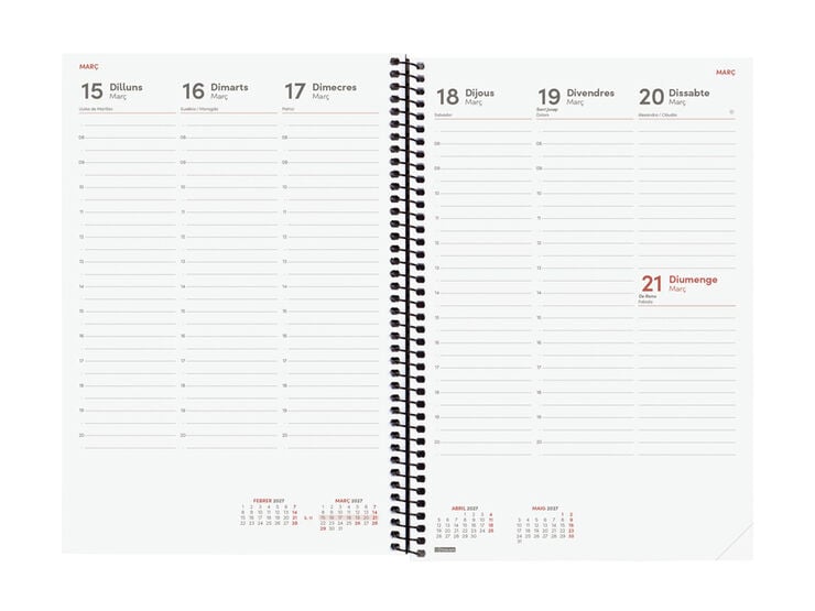 Agenda Finocam Opaque Semana Vista Vertical 2027 Catal&aacute;n Negro