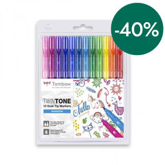 Rotuladores Tombow TwinTone Dual Arco Iris 12 colores