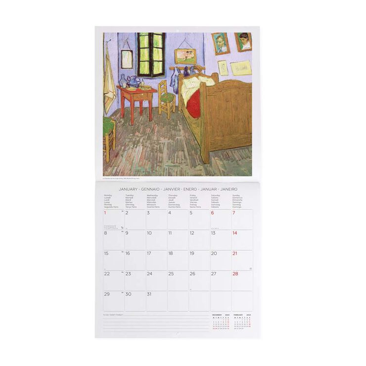 Calendario pared Legami 30X29 2024 Van Gogh