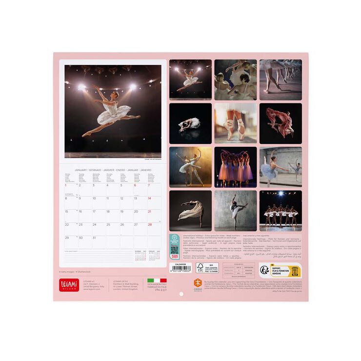 Calendario pared Legami 30X29 2024 Ballet