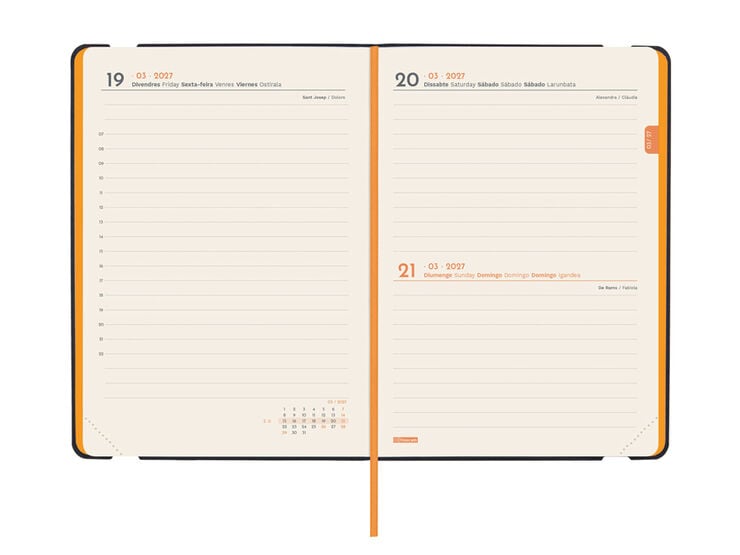 Agenda Finocam Flex Llisa D&iacute;a P&aacute;gina 2027 Catal&aacute;n Azul