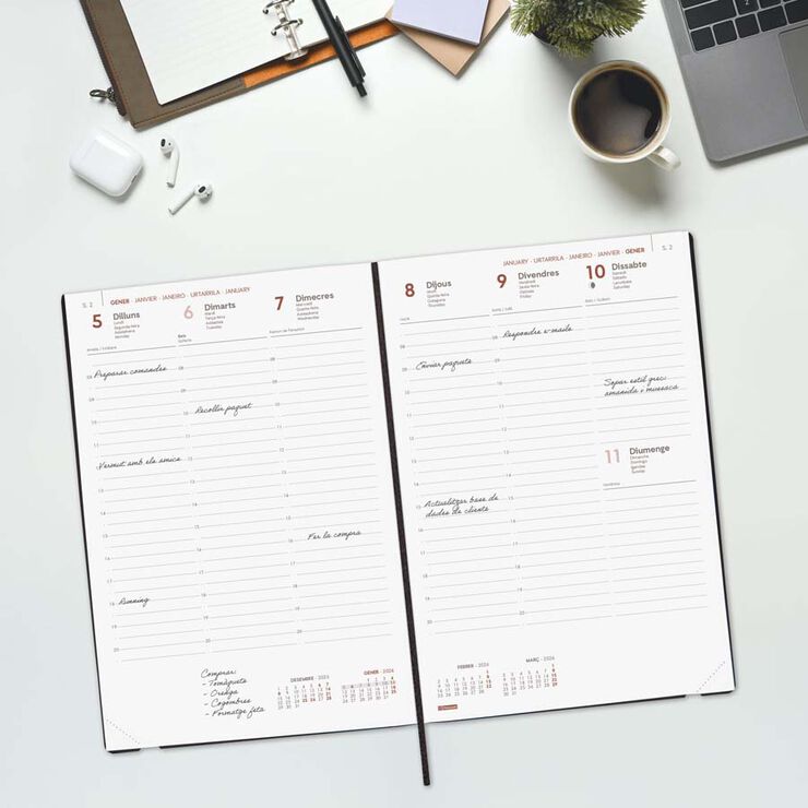 Agenda Finocam Mara Y11 sem/vista vertical cat 2026 negro