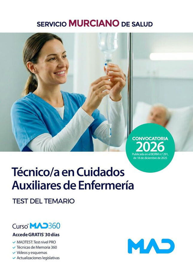 T&eacute;cnico/a en Cuidados Auxiliares de Enfermer&iacute;a del Servicio Murciano de Salud. Test del Temario