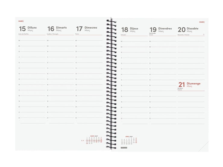 Agenda Finocam Year Semana Vista Vertical 2027 Catal&aacute;n Negro