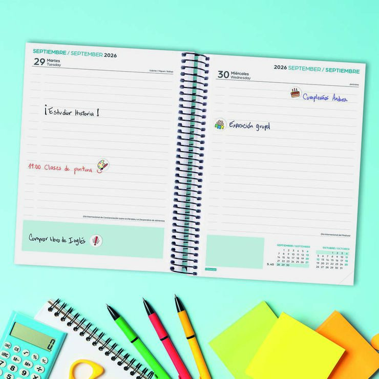 Agenda Escolar Finocam Secundaria 1/4 D&iacute;a/P&aacute;gina Catal&aacute;n 2026-27 Negro