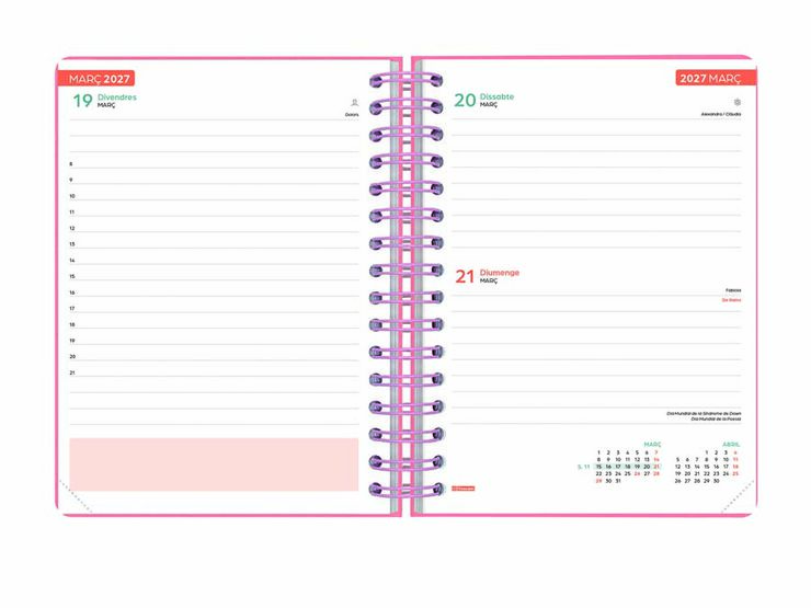 Agenda Finocam Cosmflex 1/4 D&iacute;a/P&aacute;gina Catal&aacute;n 2026-27 Rojo