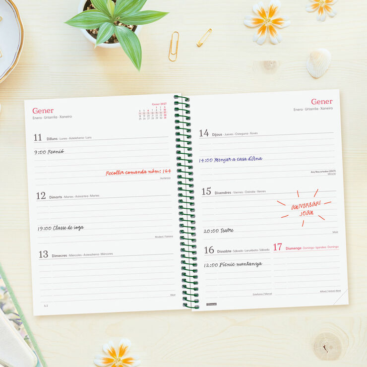 Agenda Finocam Design Collection Semana Vista Horizontal 2027 Catal&aacute;n Lema
