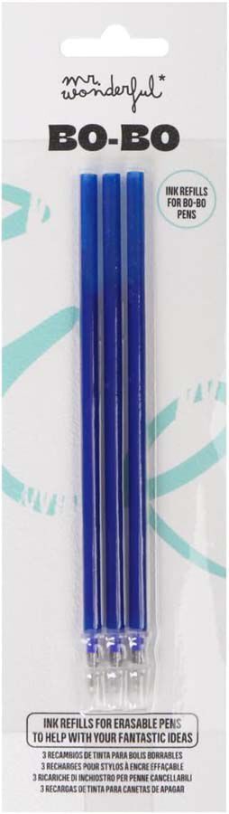 Set 3 Recambios Bol&iacute;grafos Borrables Bo-Bo azul
