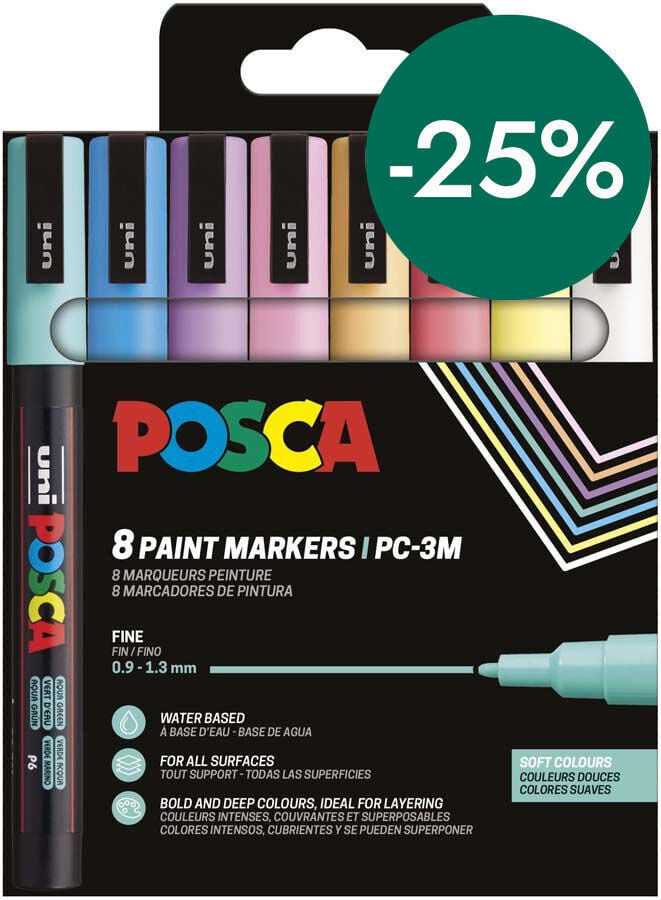 Rotuladores Posca PC-3M 0,9-1,3mm Pastel 8 colores