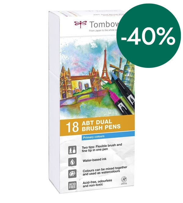Rotuladores Tombow Dual Brush primarios 18 colores