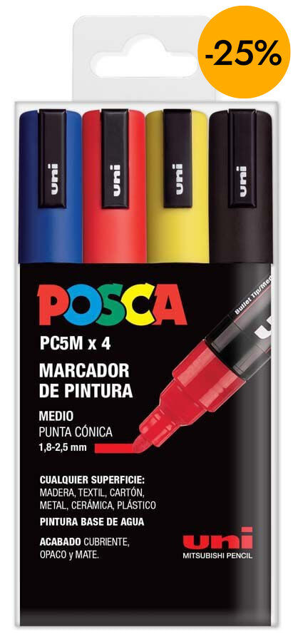 Retoladors Posca PC-5M 1,8-2,5mm Basic 4 colors