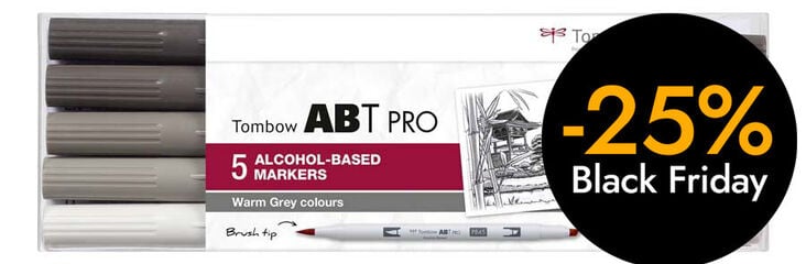 Rotulador Tombow Abt Pro Dual Brush grises cálidos 5 colores