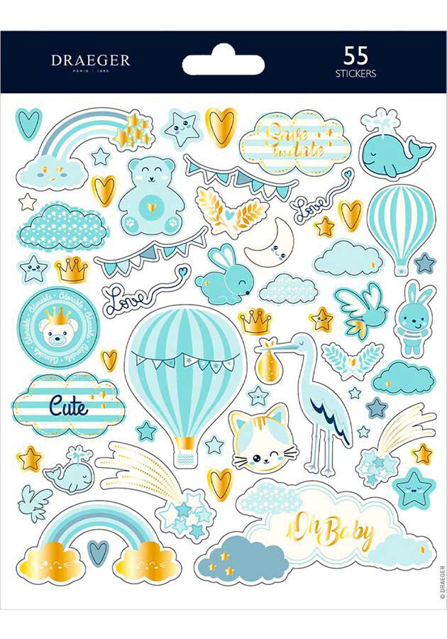 Stickers Draeger Nacimiento azul 55u