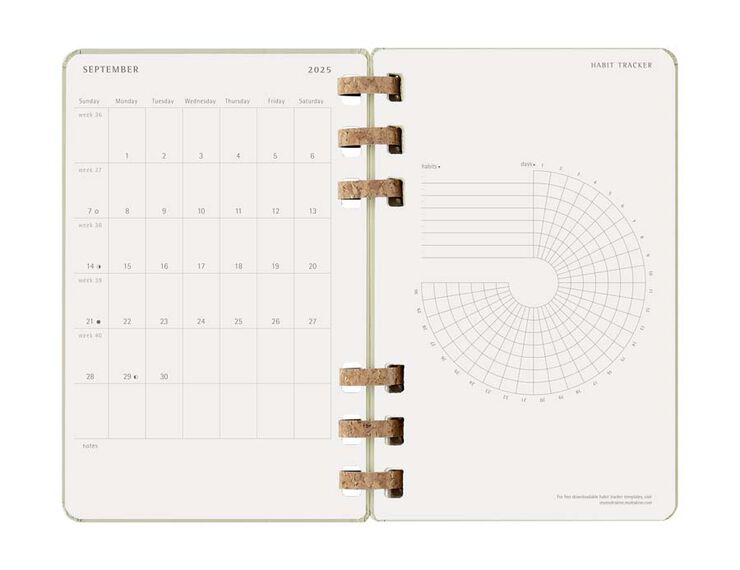 Agenda escolar espiral moleske tapa dura sem/vista L 2025-26 kiwi