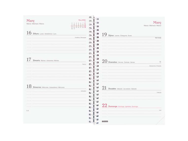 Agenda Finocam Design Collection E5 sem/vista horizontal cat 2026 Ahora