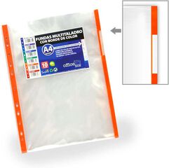 Funda/Bolsa multitaladro A4 Cristal margen color 10u