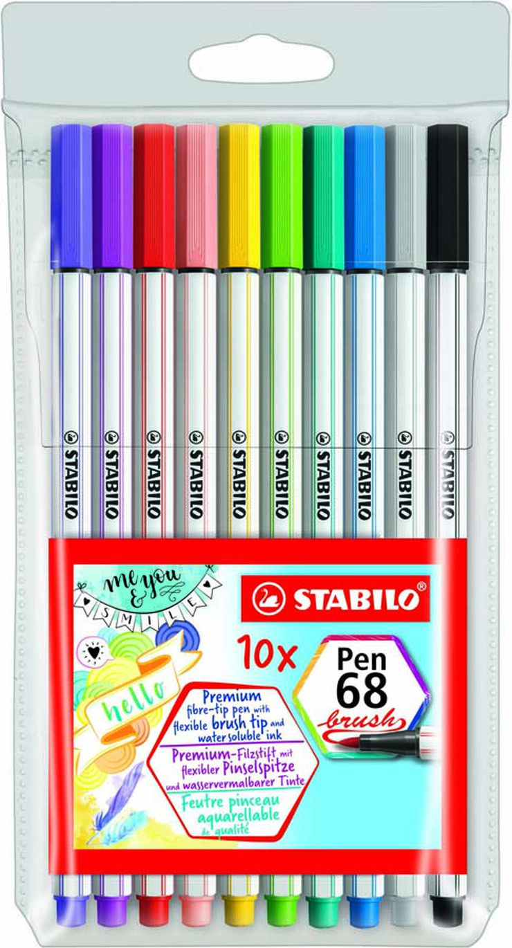 Rotuladores Stabilo Pen68 Brush 10 colores