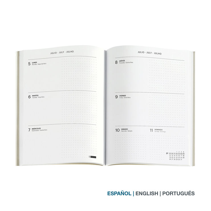 Agenda Miquelrius 145x195 Semana Vista Multiling&uuml;e 2027 Marino Oscuro