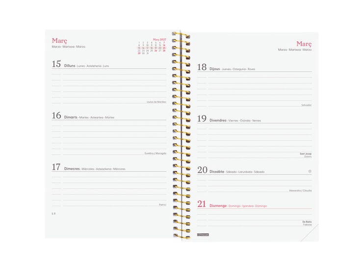 Agenda Finocam Design Collection Semana Vista Horizontal 2027 Catal&aacute;n Lema