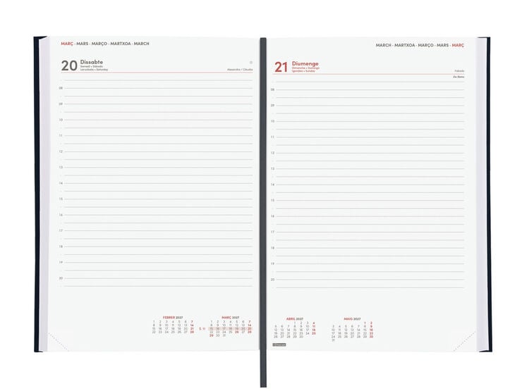 Agenda Finocam Milano D&iacute;a P&aacute;gina 2027 Catal&aacute;n Negro