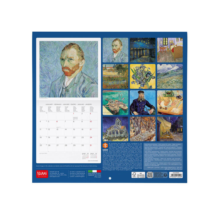 Calendario Legami 30x29 Pared Van Gogh Multiling&uuml;e 2027