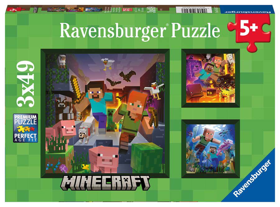 Puzle 3 x 49 piezas Minecraft