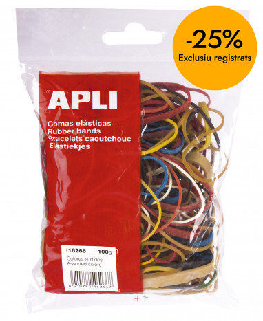 Gomas el&aacute;sticas Apli surtidas 100g