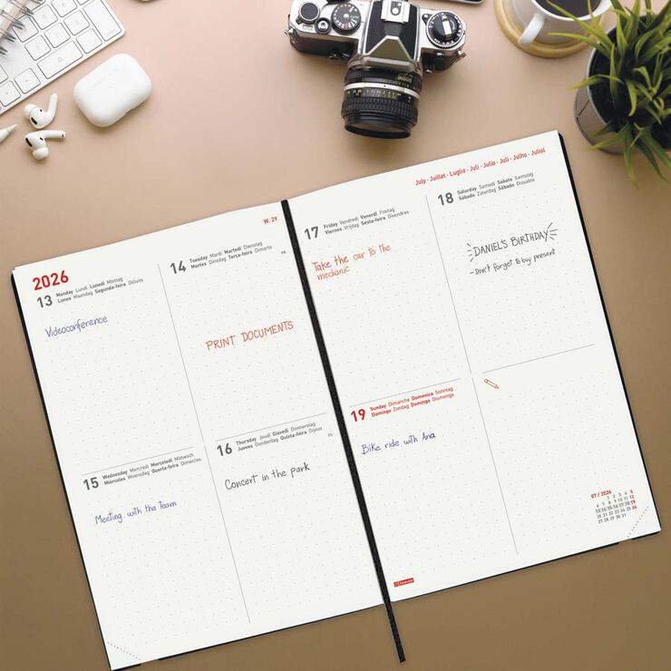 Agenda Finocam 16 mesos Dotted Y10 setm/vista mult 2025-26 negre