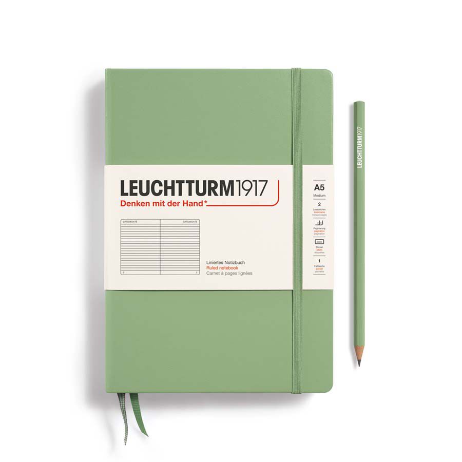 Libreta Leuchtturm A5 tapa dura raya sage
