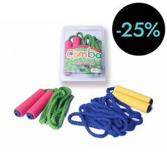 Cuerda de saltar con mango  de caucho 2,5 m surtida
