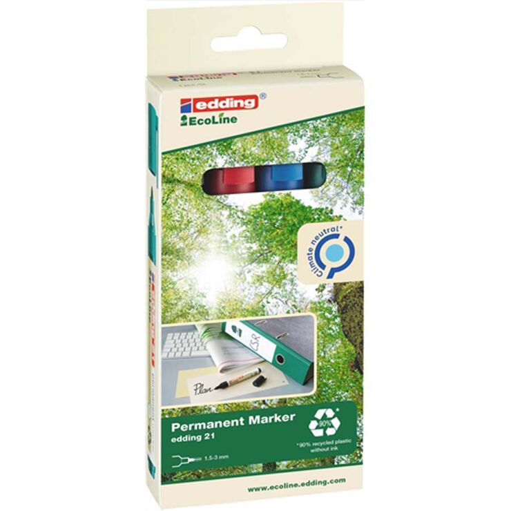 Rotulador permanente Edding 21 Ecoline 4 colores