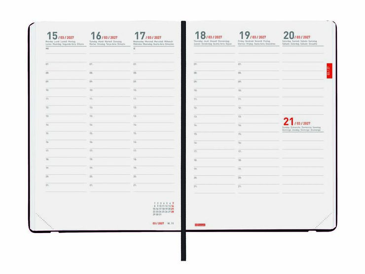Agenda Finocam 18M Mara Y10 Sem/Vista Vertical Multiling&uuml;e 2026-27 Negro