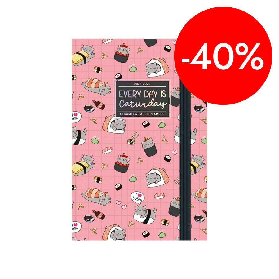 Agenda Legami 16 mesos Medium dia/p&agrave;g multiling&uuml;e 2025-26 Sushi Cat