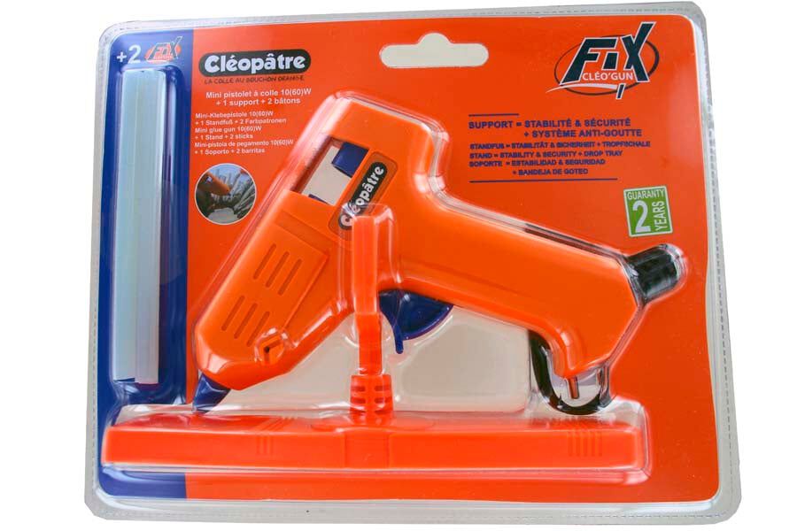 Pistola de cola Cl&eacute;op&acirc;tre con base + 2 barras de cola