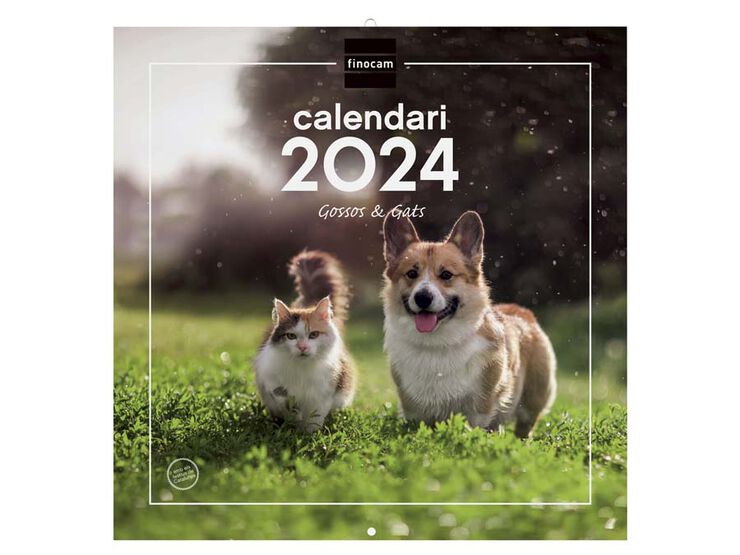 Calendario pared Finocam 30X30 2024 Perros Y Gato cat