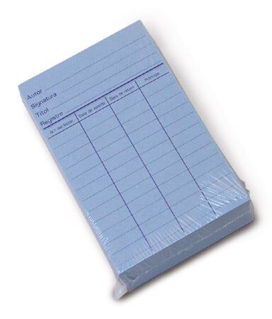 Fichas Biblioteca Pr&eacute;stamo (azul)75x125 100u