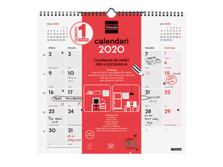 Calendari Paret per escriure L 2020 Català Vermell