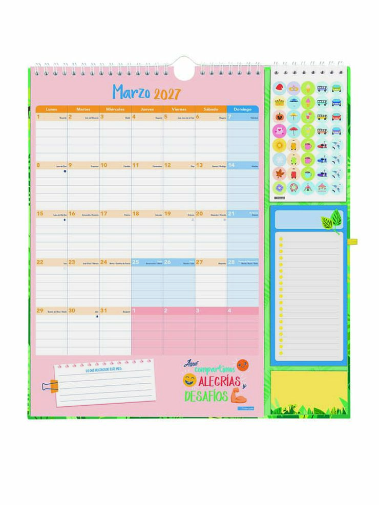 Calendario Pared Finocam 16M Plus Castellano 2026-27 Familiar